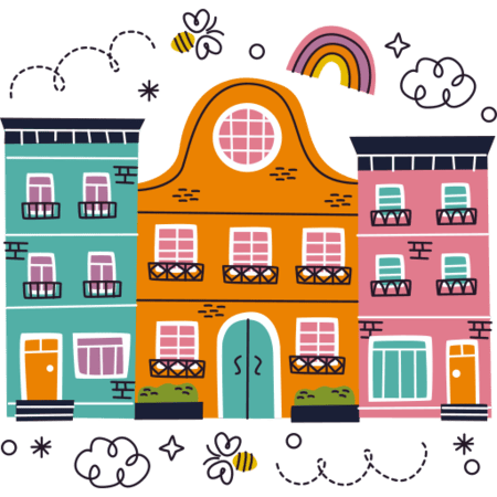 3 maisons serrées les unes aux autres